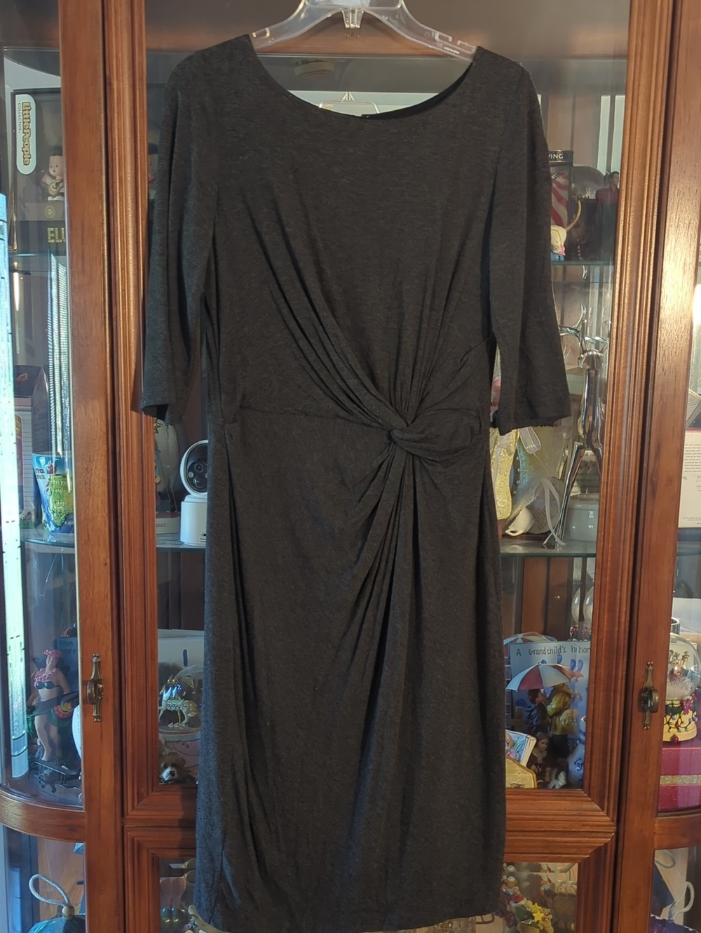 Cato Black Knot-Detail Midi Dress
